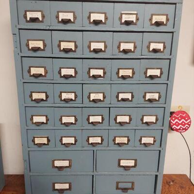 AMAZING ANTIQUE (REPAINTED) FILE DRAWER CABINET 