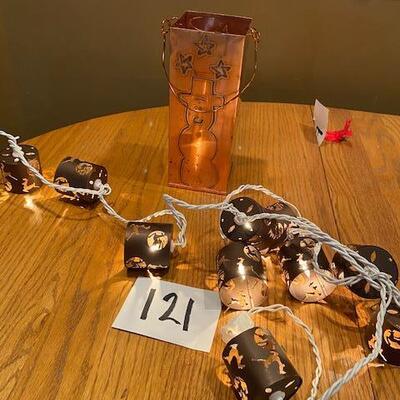 Lights with Metal covers and Copper Snowman box