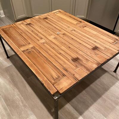 Made with Old Doors - Rustic Wood and Metal Coffee Table. 
