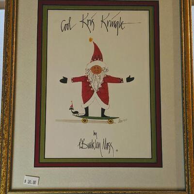 P Buckley Moss Print Cool Kris Kringle 11 x 14 framed (#11)