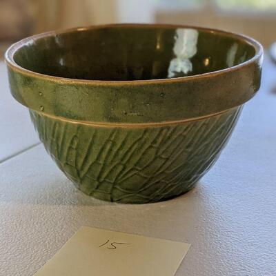 Antique green glaze crockery bowl (#15)