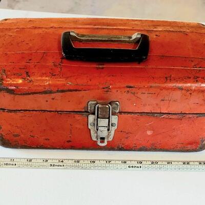 RED CARRY TOOL BOX WITH EXTRAS 