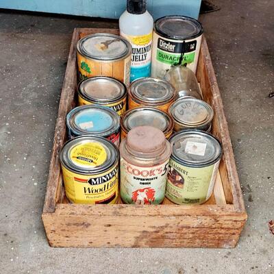 OLD WOODEN CRATE W/ EXTRAS