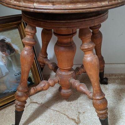 Antique wooden piano stool adjustable height Claw feet (#33)