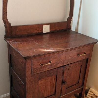 Antique Dresser / Commode with lyre style towel bar (#39)