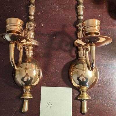 Pair Vintage Virginia Metalcrafters Candle Sconces Carter Single arm (#41)