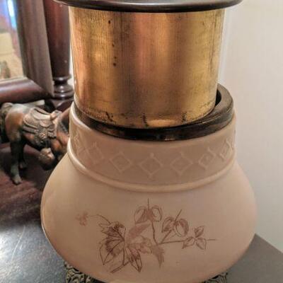 Aesthetic movement oil lamp converted to electric with Vintage shade (#43)