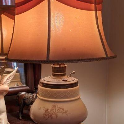 Aesthetic movement oil lamp converted to electric with Vintage shade (#43)