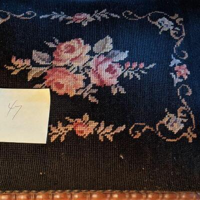 Victorian footstool decorated with needlepoint roses (#47)