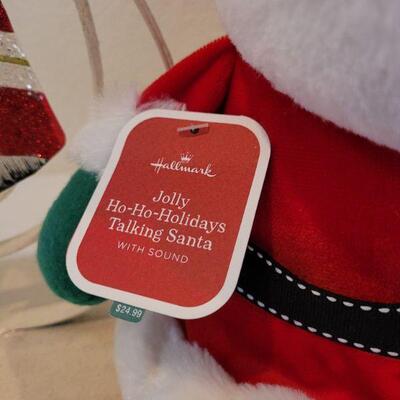 Lot 17: Metal Snowman Deco + Hallmark Plush Singing Santa Tested A+