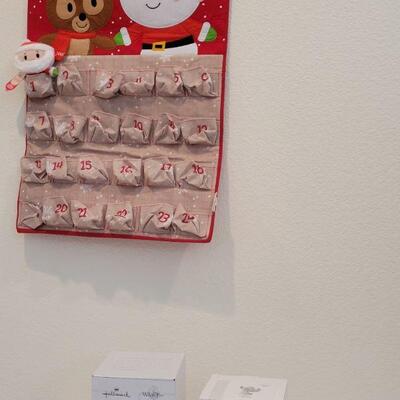 Lot 31: 26" Tall Soft Advent Calendar + Hallmark and Precious Moments Christmas Deco