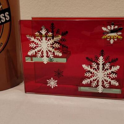 Lot 33: NEW Christmas Pilsner Beer Designer Glass + Hallmark Votive Candle Glass Snowflake Deco