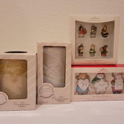 Lot 57: (2) New LED Candles and Hallmark Ornaments