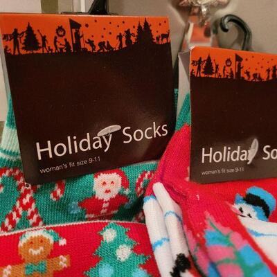 Lot 69: (2) New Christmas Womens Socks, Snowglobe and Angel Deco