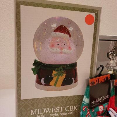 Lot 69: (2) New Christmas Womens Socks, Snowglobe and Angel Deco