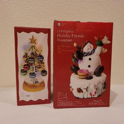 Lot 70: LED New Holiday Friends Fountain + Small Christmas Tree w/ Ornaments 