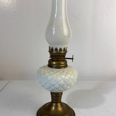 Vintage Miniature Milk Glass Oil Lamp