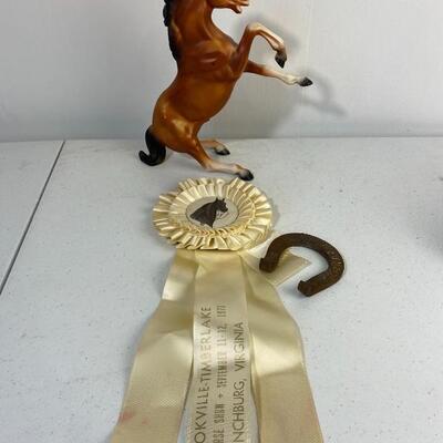 Vintage Horse Mold with Horse Show Ribbon Williamsburg Horseshoe 