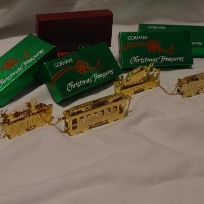 Gorham Gold Plated Christmas Treasures North Pole Train Set