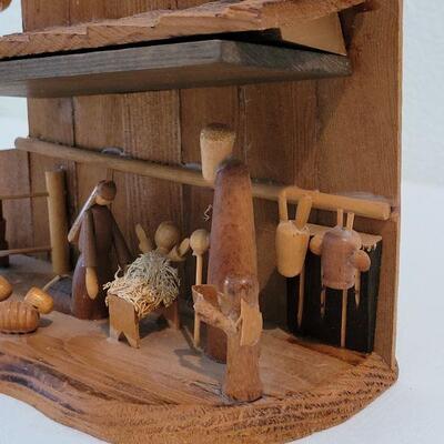 Lot 91: Small Wood Nativity 