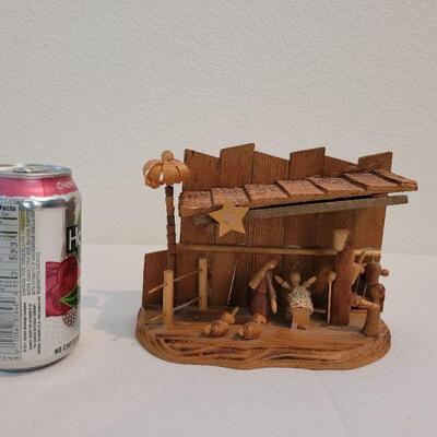 Lot 91: Small Wood Nativity 