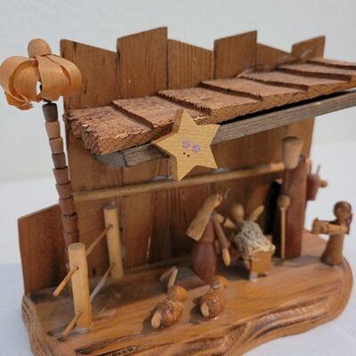 Lot 91: Small Wood Nativity 