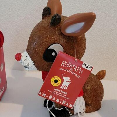 Lot 92: Singing Santa and Light Up Rudolph & Snowman