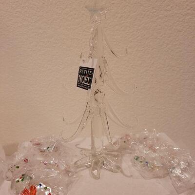 Lot 103: NEW Glass Christmas Tree with Ornaments 