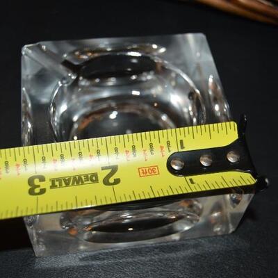 Vintage Crystal block lighter and ashtray