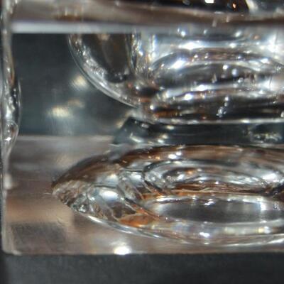 Vintage Crystal block lighter and ashtray