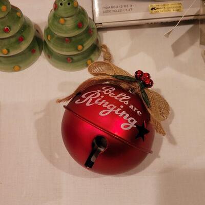 Lot 142: NEW Hallmark Snowman Collapsible Basket,  Candle, (3) Holiday Plates, Macy's Christmas Tree Salt & Pepper, Handpainted...