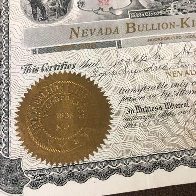 #1 Nevada Bullion-King Mining Company Stock Antique/Vintage 