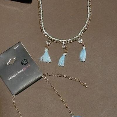 Lot 167: NEW Hallmark Light Blue Tassel Necklace and NEW Turquoise Color Jacqueline Kent Necklace 