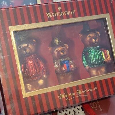Lot 179: New WATERFORD Holiday Heirloom Ornaments + (3) Lenox New Charms 