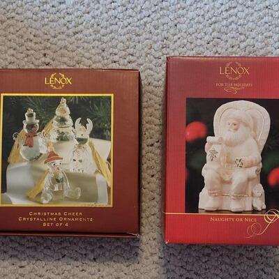 Lot 180: LENOX New Naughty or Nice SANTA + (4) Crystalline Ornaments 