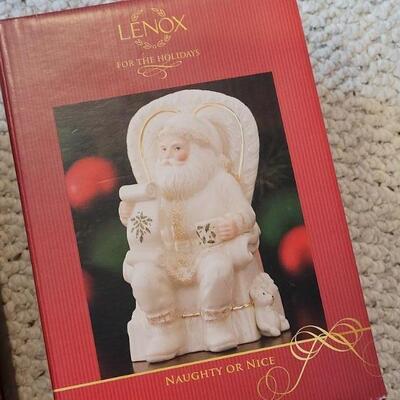 Lot 180: LENOX New Naughty or Nice SANTA + (4) Crystalline Ornaments 