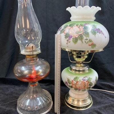 Lot: 3: Electric hurricane lamp and oil lamp.