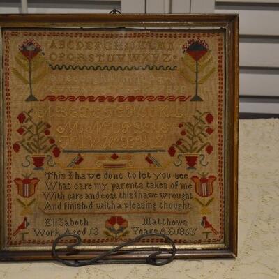 1855 Young Girl's Needlework Sampler- WOW!!!