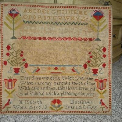 1855 Young Girl's Needlework Sampler- WOW!!!