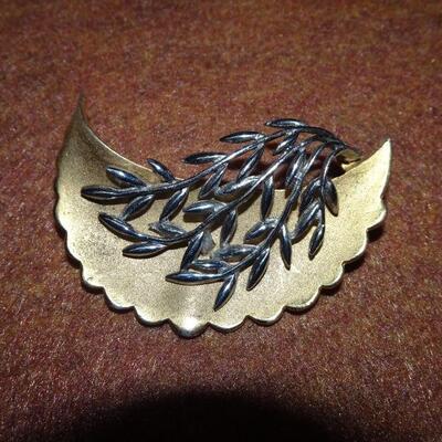 MCM Gold & Silver Tone Leaf Brooch 