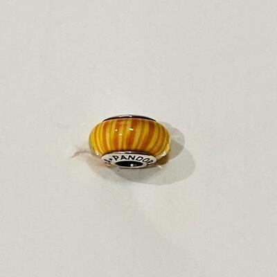 Pandora (G) 925 Orange Butterscotch Stripe Glass Bead 