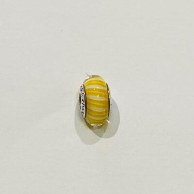 Pandora (J) 925 Yellow Stripe Glass Bead 