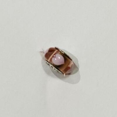 Pandora (M) 925 Pale Pink w/Pink Hearts Glass Bead 