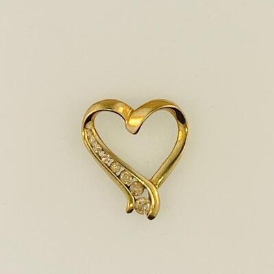 10K YG Diamond Heart Pendant 