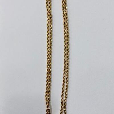 38â€ Gold Toned Rope Chain 