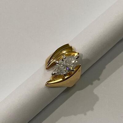 Fashion - Size 6 Gold Tone CZ Marquis Ring