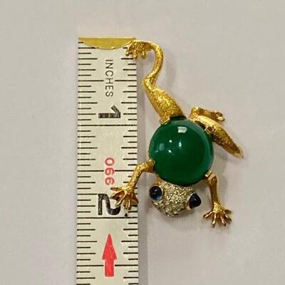 Fashion Frog Brooch/Pin with Fashion Jade Stone Body