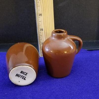 Vintage Rice Hotel Miniature Whiskey Jugs