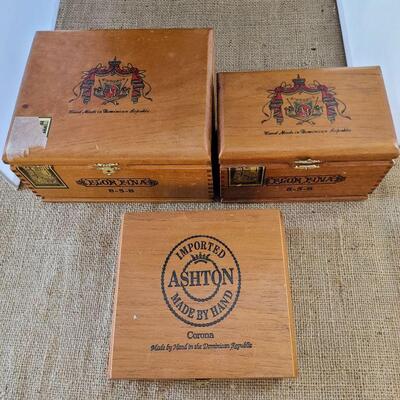 3 Wooden Cigar boxes