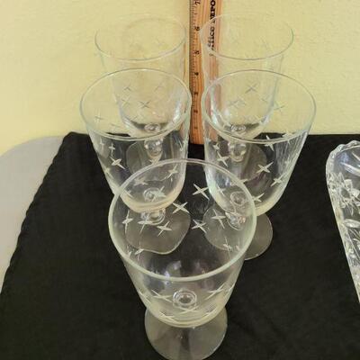 Etched Water Goblets